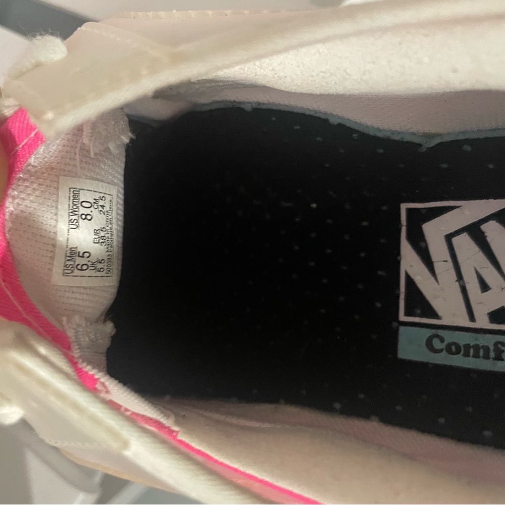 Pink and white checkered vans , with a clear cover over them. - Picture 6 of 6